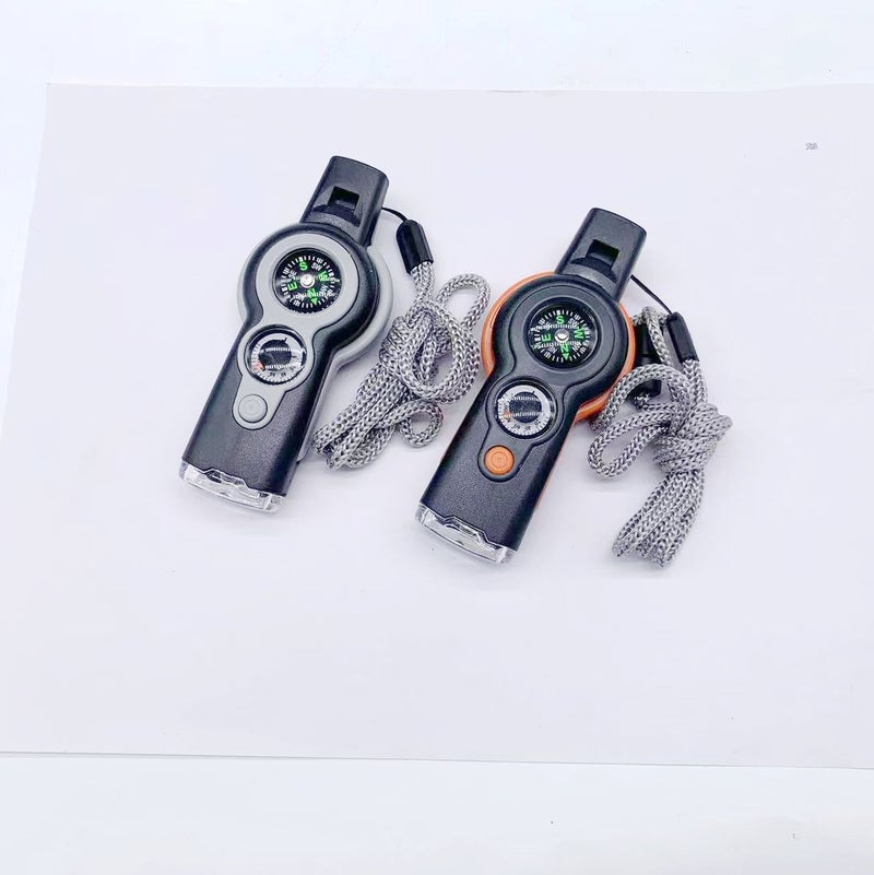 Generic LED Light Thermometer Compass New Multifunctional 7-in -1 Whistle Survival Whistle Survival Whistle Rescue Survival Whistle Grey