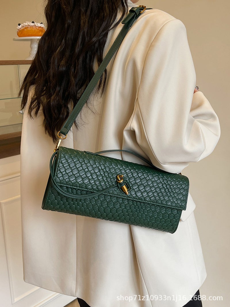 Trendy New Foreign Trade Woven Baguette Crossbody Bag, Vintage-Style Handbag for Women, Simple and Luxurious Shoulder Bag - Image 5