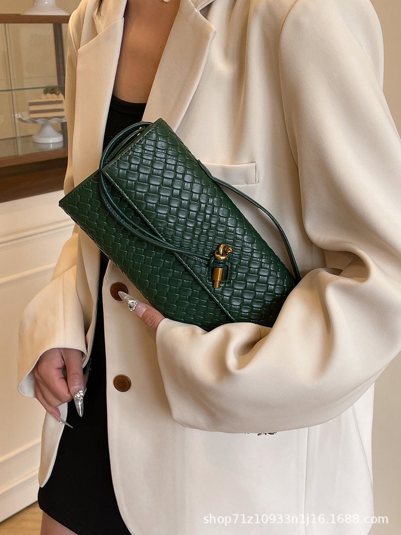 Trendy New Foreign Trade Woven Baguette Crossbody Bag, Vintage-Style Handbag for Women, Simple and Luxurious Shoulder Bag - Image 3
