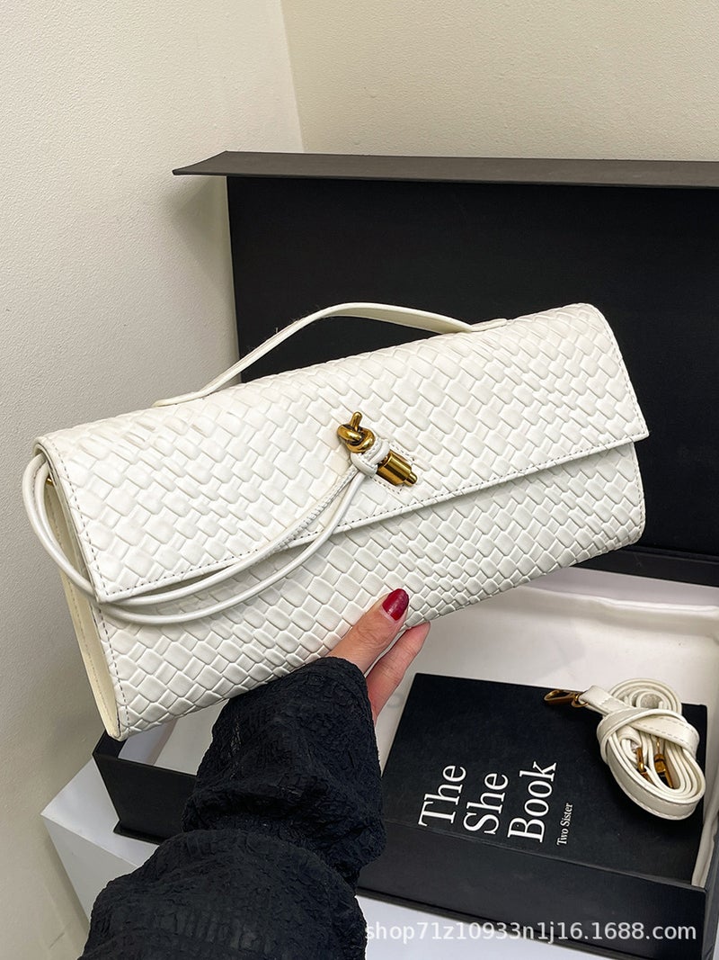 Trendy New Foreign Trade Woven Baguette Crossbody Bag, Vintage-Style Handbag for Women, Simple and Luxurious Shoulder Bag - Image 1