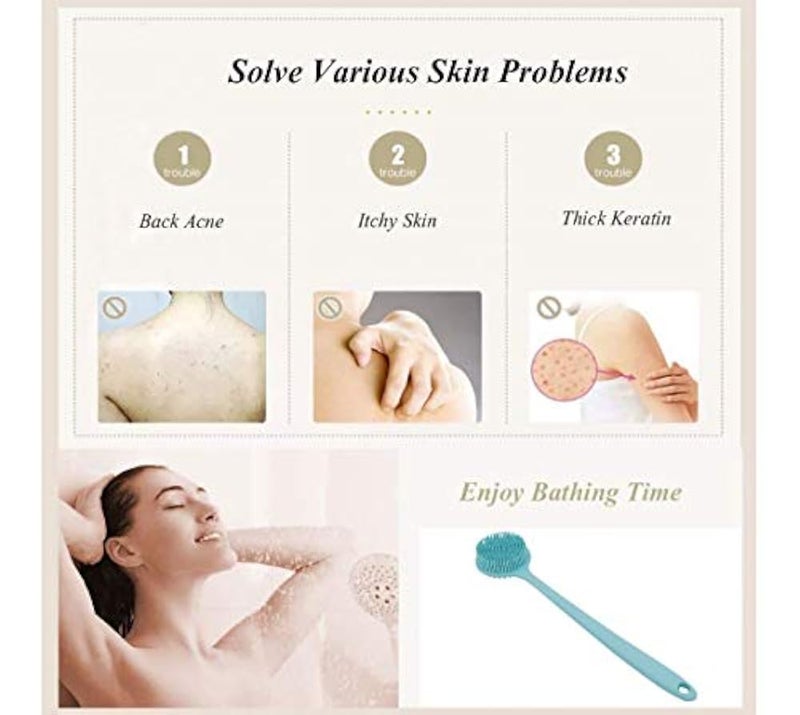 CINLITEK Silicone Body Scrubber, Long Handle Back Scrubber for Shower, Silicone Body Brush，Shower Scrubber For Body, Shower Srush Back Brush Body Exfoliator - Image 3