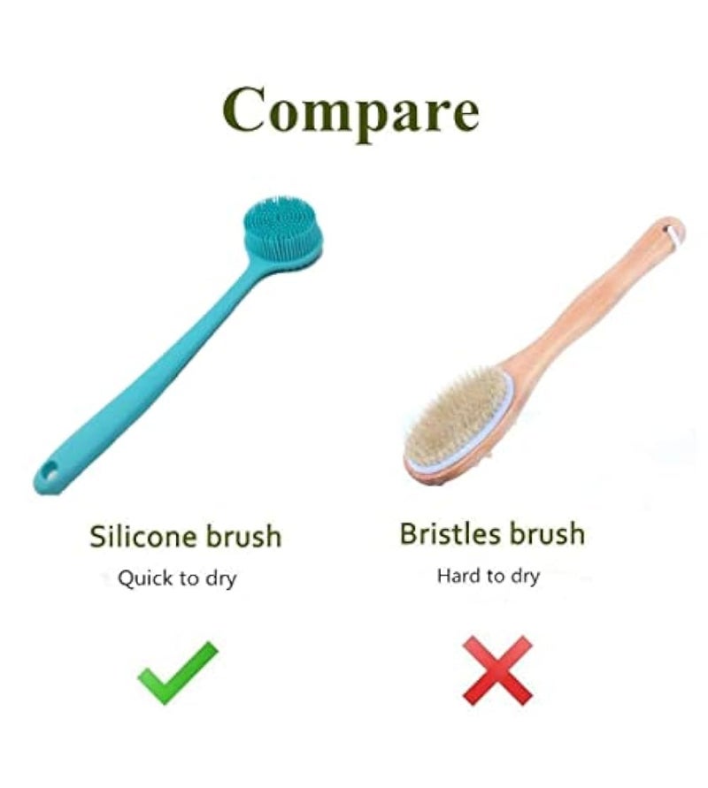 CINLITEK Silicone Body Scrubber, Long Handle Back Scrubber for Shower, Silicone Body Brush，Shower Scrubber For Body, Shower Srush Back Brush Body Exfoliator - Image 5