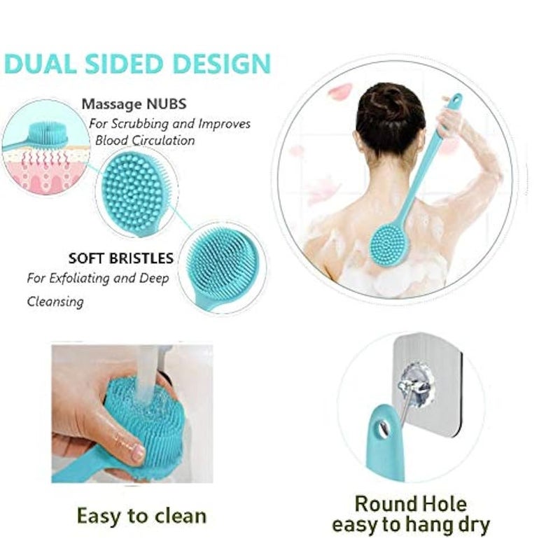 CINLITEK Silicone Body Scrubber, Long Handle Back Scrubber for Shower, Silicone Body Brush，Shower Scrubber For Body, Shower Srush Back Brush Body Exfoliator - Image 2