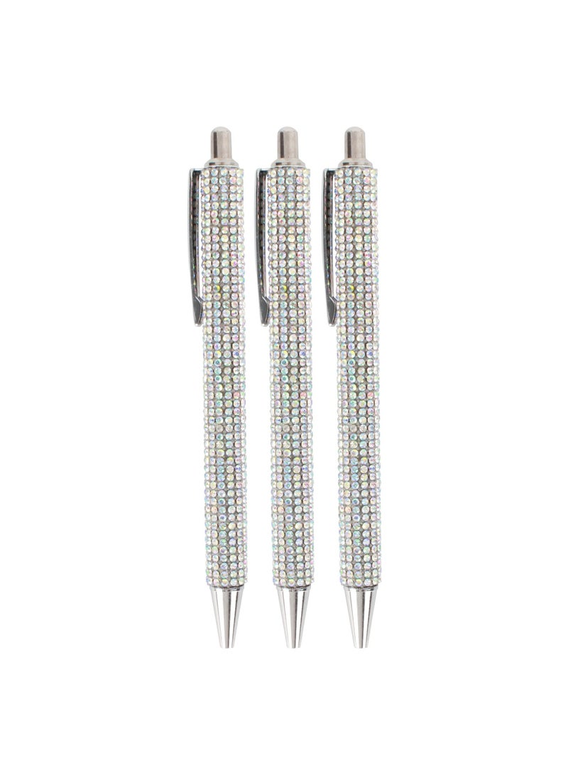 3 Pcs Bling Crystal Pens Rhinestone Ballpoint Pens Click Retractable Pens Glitter Metal Pens School Office Supplies for Women Girls AB color3 Pcs Bling Crystal Pens Rhinestone Ballpoint Pens Click Retractable Pens Glitter Metal Pens School Office Supplies - Image 1