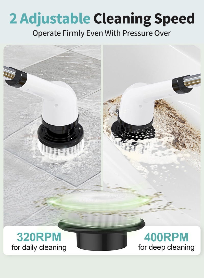 ACHAS Electric Spin Scrubber, Cordless Cleaning Brush, Shower Scrubber with 9 Brush Heads, Power Scrubber 2 Speeds with Adjustable Extension Handle, IPX7 Waterproof for Bathtub Floor Bathroom Shower Bathtub Glass Car - Image 5