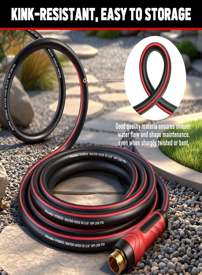 PUUKU Garden Hose 5/8" x 25ft + 5ft, NON-EXPANDABLE Heavy Duty Premium Flexible Water Hose, No Kink, Leakproof, Lightweight Hybrid Hose with Male to Female Fittings for Household&Backyard - Image 4