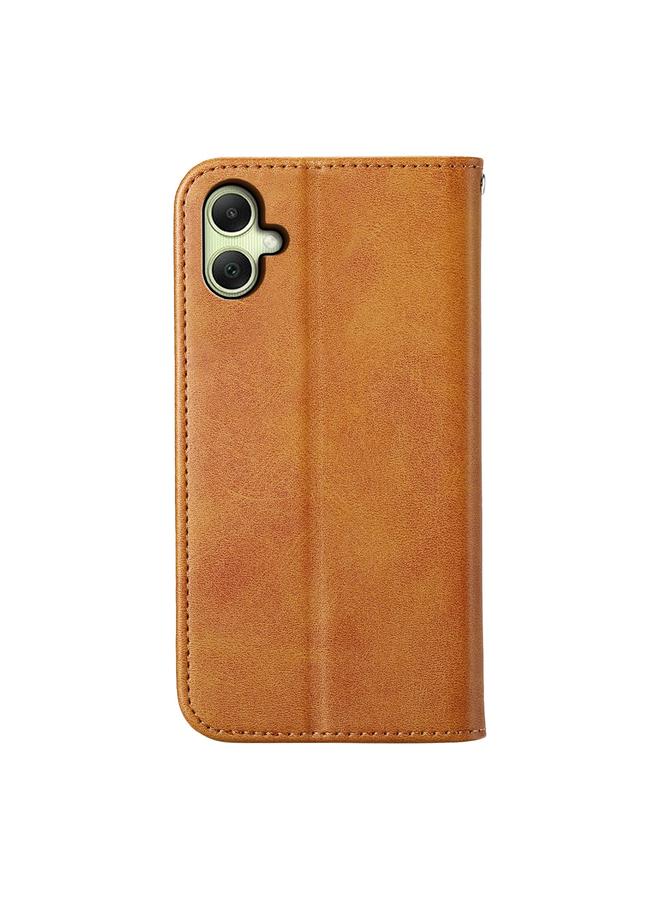 اس-توب جراب لهاتف Samsung Galaxy A06 4G، جراب هاتف من الجلد المغناطيسي بتصميم شبكي مكعب من جلد العجل - Image 3