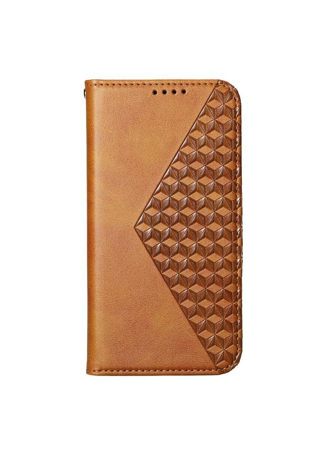 اس-توب جراب لهاتف Samsung Galaxy A06 4G، جراب هاتف من الجلد المغناطيسي بتصميم شبكي مكعب من جلد العجل - Image 2