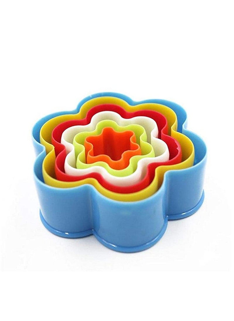 BAKING SET Baking Set Plastic 6 in1 pcs Flower Shaped Plastic Cookie Biscuit Pastry Fondant and Cake Cutter  - Image 1
