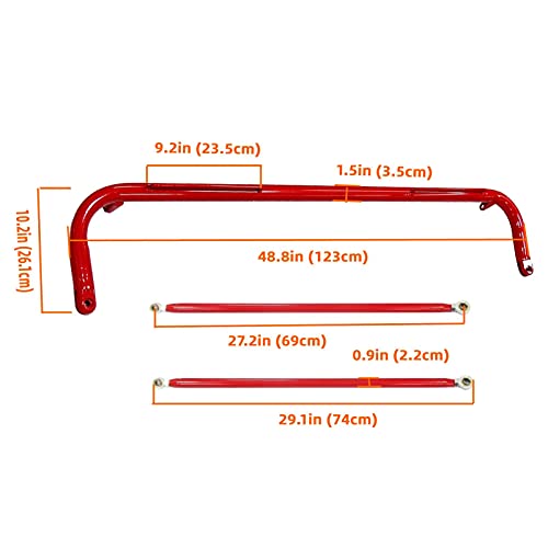 MOOSUN 49" Universal Iron Racing Safety Seat Belt Chassis Roll Harness Bar Rod Fit for Ford Honda Mitsubishi and more, Works with All 4-Point, 5-Point and 6-Point Seat Belts (Red) - Image 2