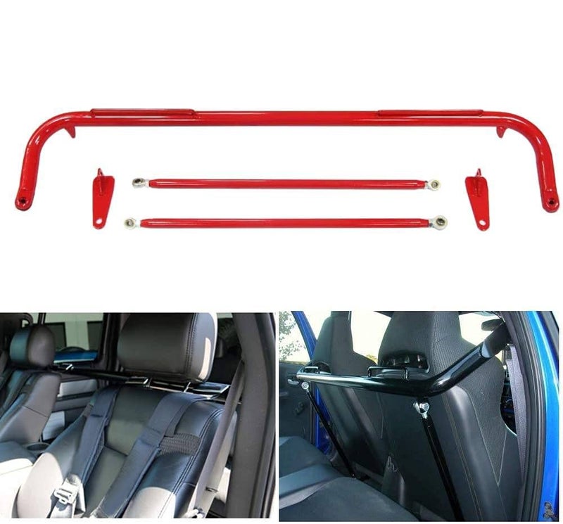 MOOSUN 49" Universal Iron Racing Safety Seat Belt Chassis Roll Harness Bar Rod Fit for Ford Honda Mitsubishi and more, Works with All 4-Point, 5-Point and 6-Point Seat Belts (Red) - Image 5