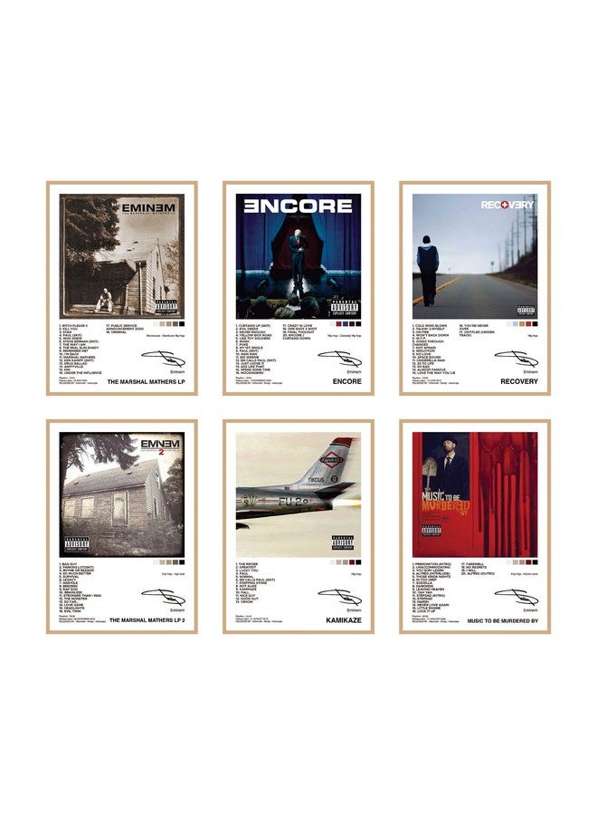 CodersParadise Paper Eminem Music Album Posters - Pack Of 6 | 8 X 12 Inches (A4 Size) Art Wall Posters | Glue Dots Included | Aesthtetic Wall Decor Posters Wall Art - Image 1