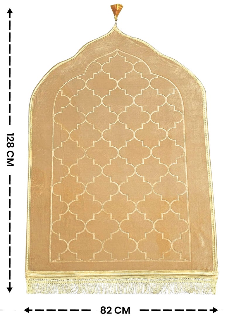 Jinou Prayer Mat with free namaz cap and tasbih beeds – Made With Premium Quality Turkish Velvet with Memory Foam – Ramadan Gift Prayer Rug for Men, Women and Grandparents and Kids.  - Image 2