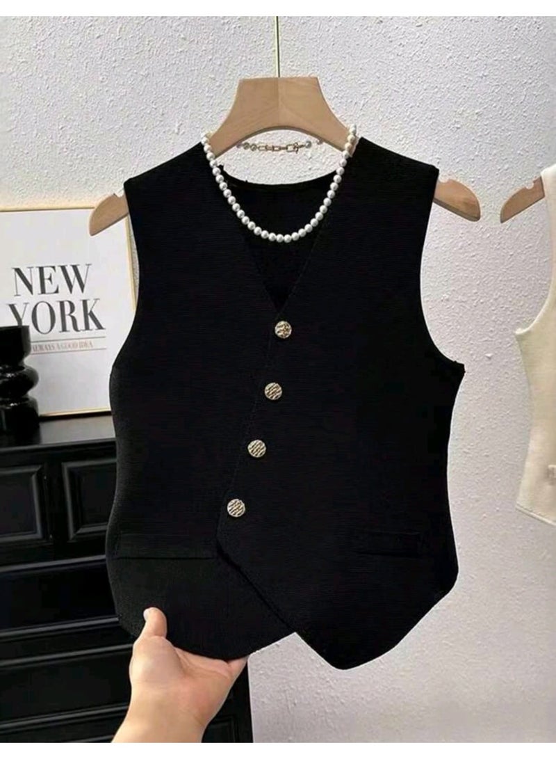 Shein 1pc Women's Knitted Fitted Vest - Image 1