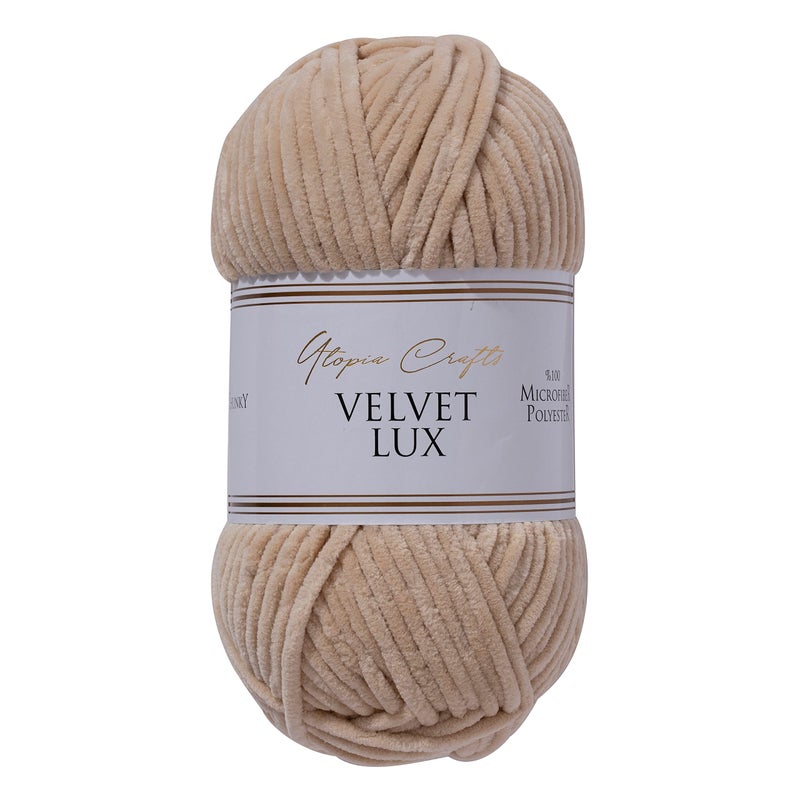 Utopia Crafts Velvet Lux Chenille Super Soft Chunky Yarn for Knitting and Crochet 100g  110m Pastel Brown