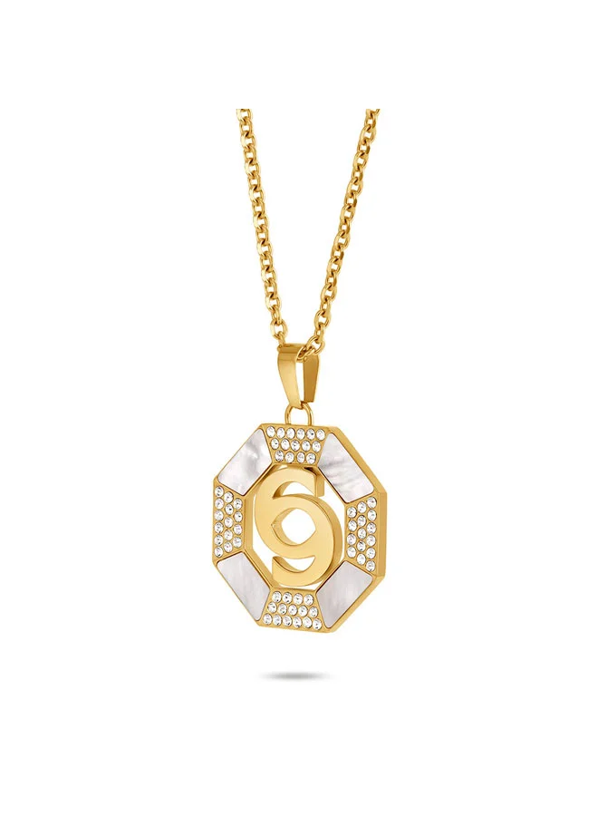 CERRUTI 1881 Lleana Gold Cutout C Logo MOP Big Necklace for Women