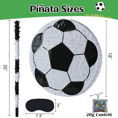 PCFING 18 Inch Soccer Piata with 30 Inch Piata Stick Blindfold Confetti for Boys Girls Adults Birthday Party Game Decorations Anniversary Celebration Fiesta - Image 5
