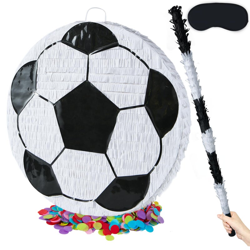 PCFING 18 Inch Soccer Piata with 30 Inch Piata Stick Blindfold Confetti for Boys Girls Adults Birthday Party Game Decorations Anniversary Celebration Fiesta - Image 3