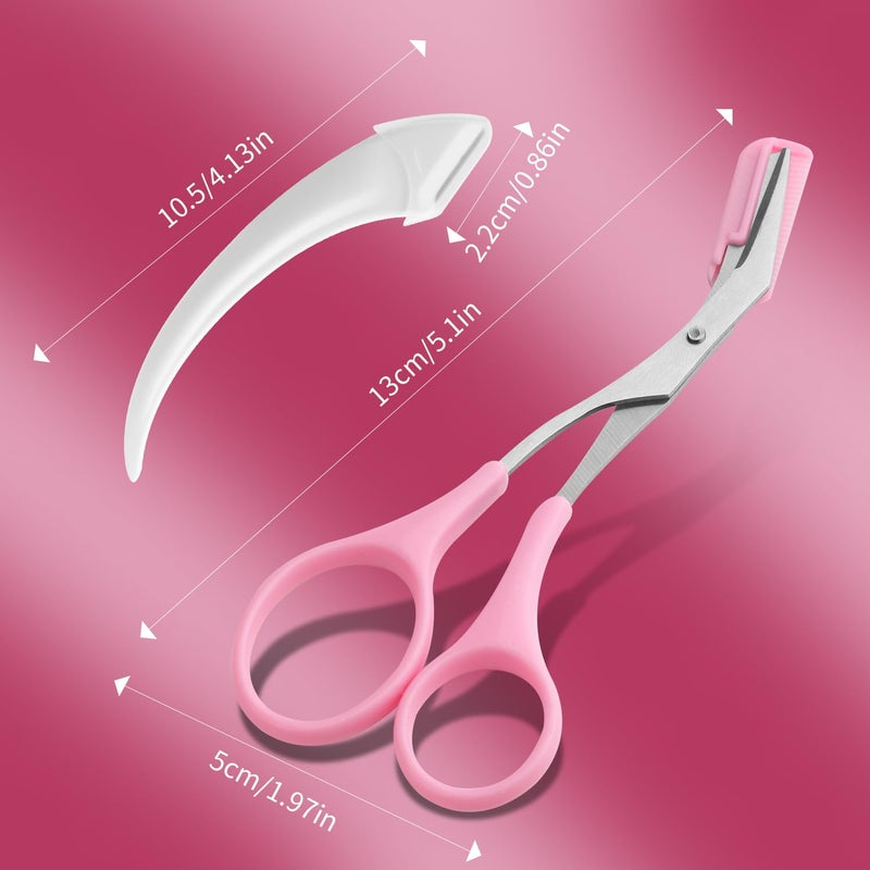 JIAKAI 3 قطع - مقص حواجب مع شفرة حواجب، مقص حواجب احترافي مع مشط، مقص حواجب بمقابض غير قابلة للانزلاق، ملحقات تجميل لإزالة الشعر للرجال والنساء (أسود، وردي، أزرق) - Image 2