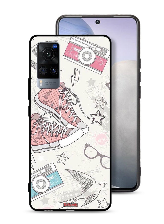 Tolwak Vivo X60 Protective Case Cover Canva Shoes And Camera Art - Image 1