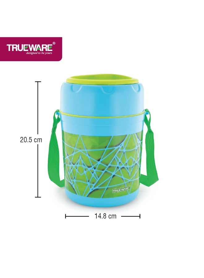 Trueware علبة غداء ترووير تريندي 3 مع 3 حاويات من الفولاذ المقاوم للصدأ، سعة 300 مل × 3 | معزولة بمادة البولي يوريثان | علبة غداء | علبة طعام | علبة غداء ساخنة | مانعة للتسرب - Image 3