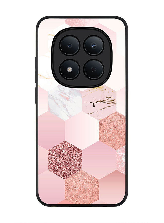 For Xiaomi Redmi Note 15 Pro 5G Case,Slim fit Camera Protection, Shockproof Thin Phone cover  - Marble Pink Honeycomb