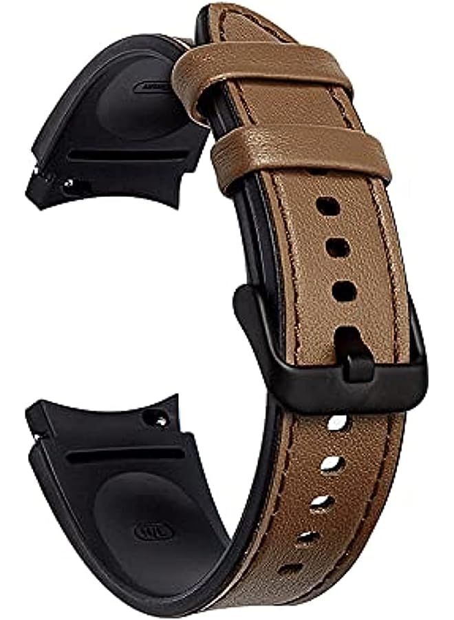 Dado Leather Silicone Replacement Band Compatible With Samsung Galaxy Watch 6 Classic 47/43Mm | 5 Pro 45Mm | 4 Classic 46/42Mm | Watch 6/5/4 44/40Mm, Special Strap Design No Gap (Red)  - Image 1