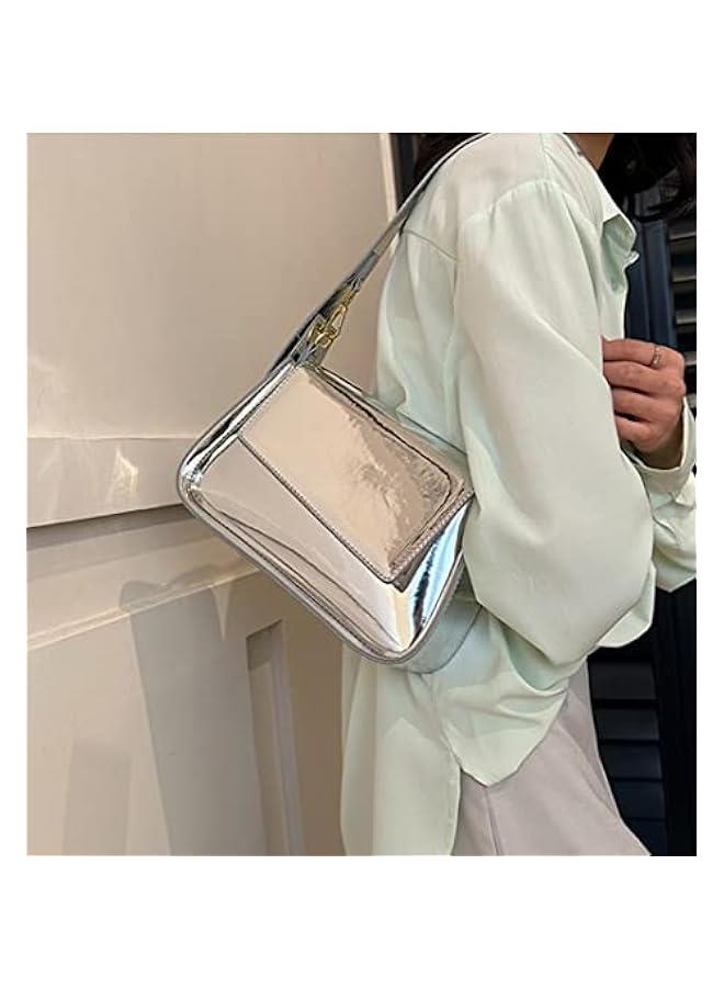 Evening Bag Women Hobo Bag Clutch Y2k Sparkly Silver Purse Tote Handbag Shoulder Party Bag Cute Metallic Bag Crossbody Bags  - Image 2