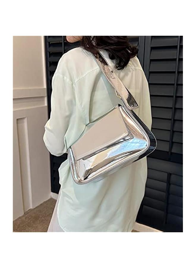Evening Bag Women Hobo Bag Clutch Y2k Sparkly Silver Purse Tote Handbag Shoulder Party Bag Cute Metallic Bag Crossbody Bags  - Image 3