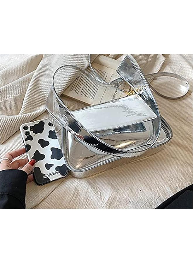 Evening Bag Women Hobo Bag Clutch Y2k Sparkly Silver Purse Tote Handbag Shoulder Party Bag Cute Metallic Bag Crossbody Bags  - Image 5