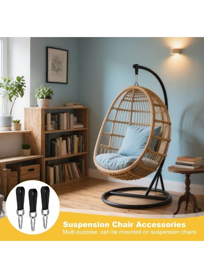 موثوقية التنبؤ 6 قطع من أحزمة الأرجوحة السوداء مع 6 حلقات تسلق، طول 25 سم، تحمل 220 رطلاً، مثالية لأراجيح الأشجار - Image 4