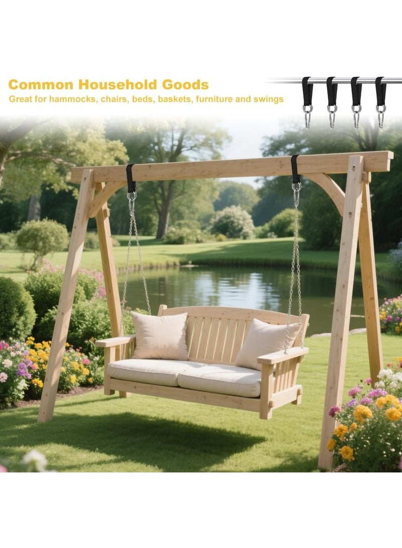 موثوقية التنبؤ 6 قطع من أحزمة الأرجوحة السوداء مع 6 حلقات تسلق، طول 25 سم، تحمل 220 رطلاً، مثالية لأراجيح الأشجار - Image 5