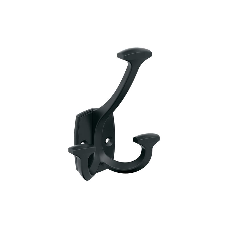 Amerock H37004MB | Vicinity Triple Prong Decorative Wall Hook | Matte Black Hook for Coats, Hats, Backpacks, Bags | Hooks for Bathroom, Bedroom, Closet, Entryway, Laundry Room, Office - Image 1