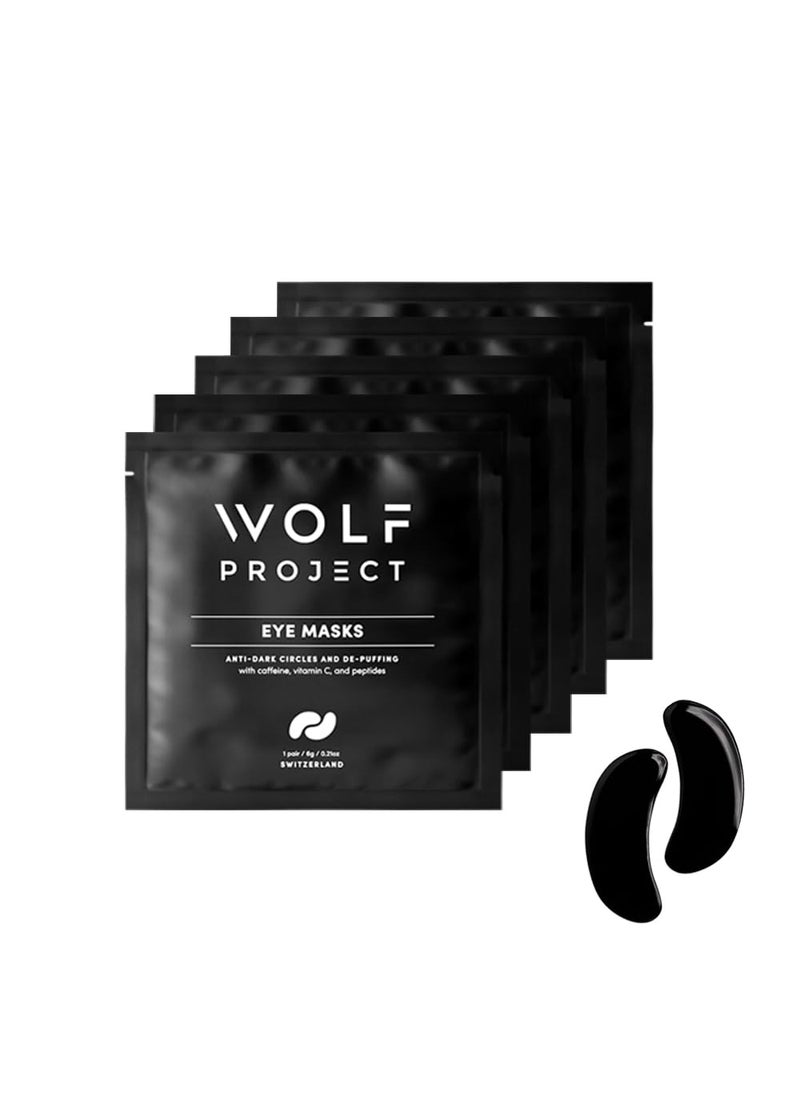 The Wolf Project Wolf Project Under Eye Patches 5 pairs For Dark Circles Puffy Eyes and Wrinkles  With Caffeine Vitamin C and Peptides Under Eye Masks Reduce Tired Eyes And Under Eye Bags 