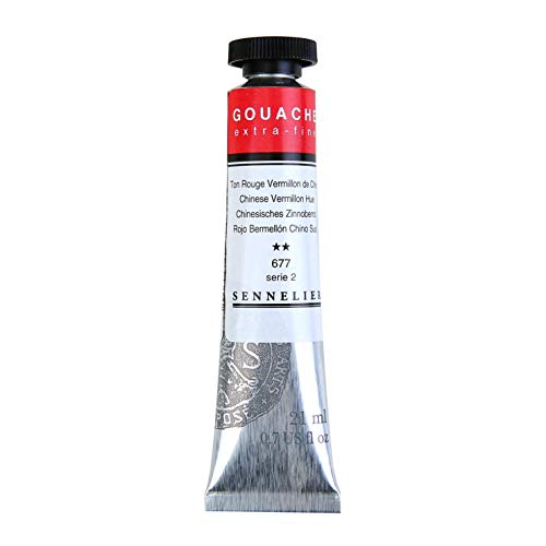 Sennelier Extra fine Gouache Tube 21ml (S2 Chinese Vermilion) | Ideal for Watercolor and Mixed Media Paper Pads Also with Primed Canvas,Illustration Boards - Image 1