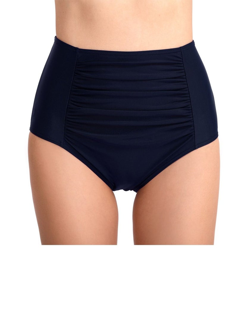 Loquat Solid Color Plunge Bikini Bottom Dark Blue  - Image 1