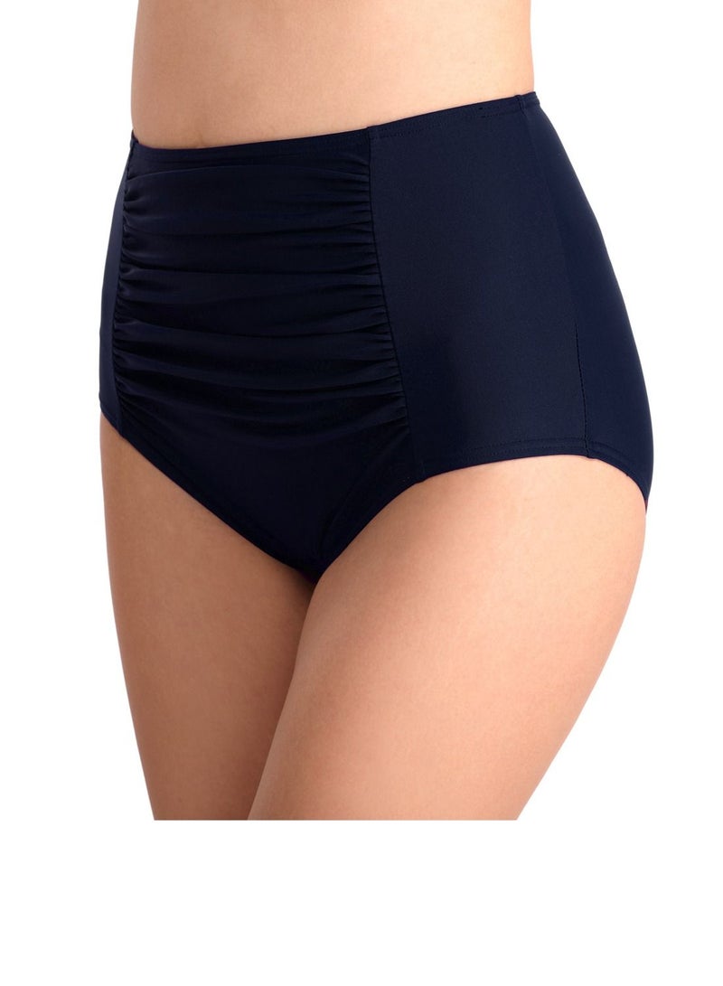 Loquat Solid Color Plunge Bikini Bottom Dark Blue  - Image 2