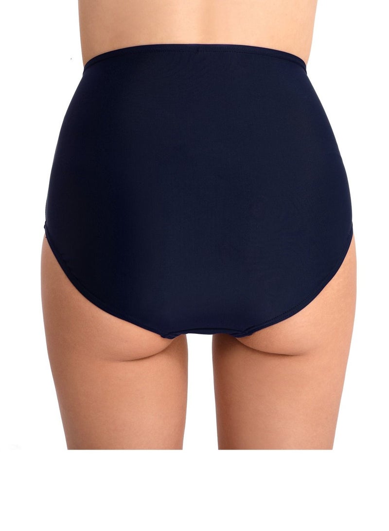 Loquat Solid Color Plunge Bikini Bottom Dark Blue  - Image 3