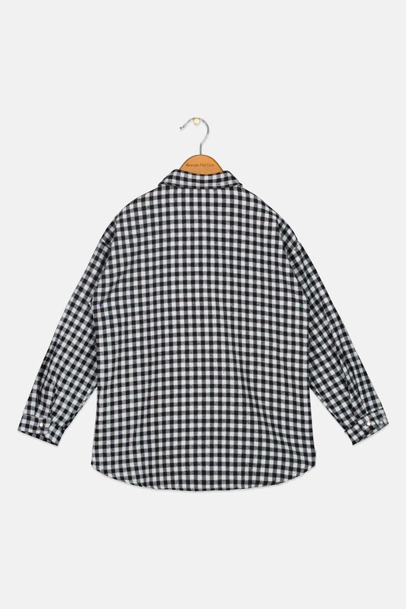 KOTON Kids Girl Spread Collar Long Sleeves Micro Check Shirt, Multicolor - Image 2