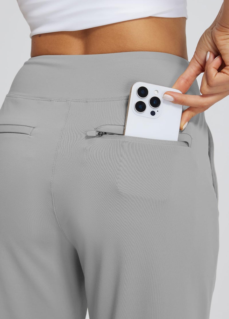 Libin Womens Casual Travel Pants Stretchy Golf Ankle Pants 7/8 Dress Pant Slacks Athletic Workout Sweatpants with 4 Pockets Grey L - Image 3