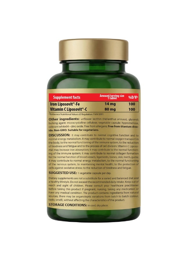 Cosmo Pharm Duo Liposomal Iron + Vitamin C | High Absorption, Gentle on the Stomach, Supports Energy & Red Blood Cell Formation | 90 Vegetable Capsules - Image 2