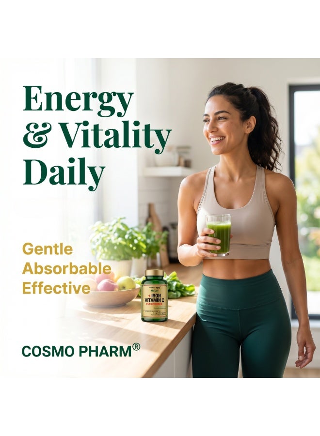 Cosmo Pharm Duo Liposomal Iron + Vitamin C | High Absorption, Gentle on the Stomach, Supports Energy & Red Blood Cell Formation | 90 Vegetable Capsules - Image 4