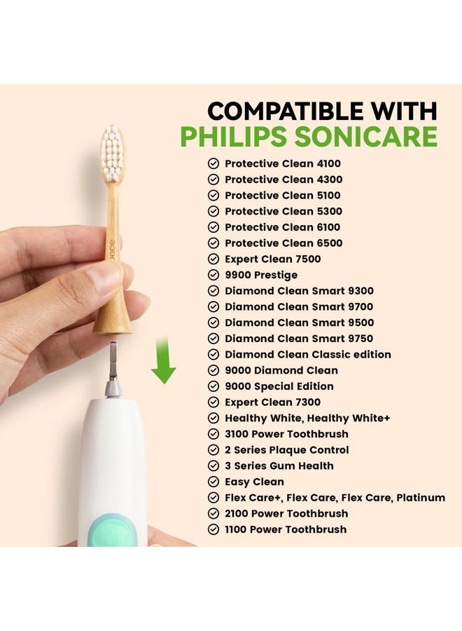 PONPACE Bamboo Toothbrush Heads Compatible with Philips Sonicare, Extra Soft Castor-Oil Bristles for Sensitive Teeth, Eco-Friendly & Gentle Cleaning - Image 2