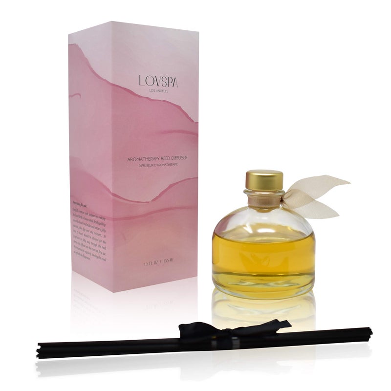 LOVSPA Reed Diffuser Set, Sandalwood & Amber Scented Oil Diffuser with Sticks, Home Fragrance Accessories for Bathroom Shelf Decor, Aroma Diffusers for Home or Office Fall Decor, USA Made - Image 5