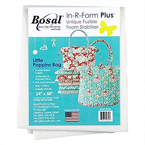Bosal inRForm Plus Unique Fusible Foam Stabilizer 24 Inches by 58 Inches for Aunties Two Little Poppins Bag Pattern On Pak