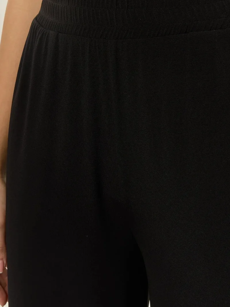 HICCUP Black Wide Leg Flexible Elastic Waist Trousers for Women | Best Price UAE
