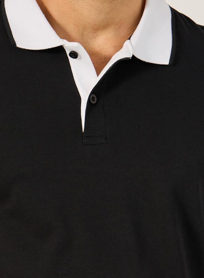 Styli Contrast Tipped Relaxed Fit Polo T-Shirt  - Image 3
