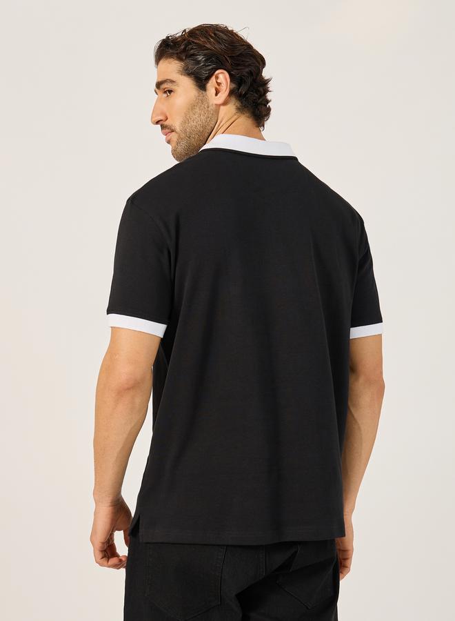 Styli Contrast Tipped Relaxed Fit Polo T-Shirt  - Image 4