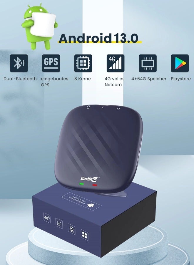 كار لينكيت 2024 علبة Ai CarPlay بنظام Android 13.0 سعة 4 64G سلسلة Pro مع شريحة Qualcomm متميزة بثماني أنوية، محول وسائط متعددة 3 في 1، متجر Google Play، Android Auto، مخصص فقط للسيارات التي تحتوي على CarPlay السلكي OEM - Image 1