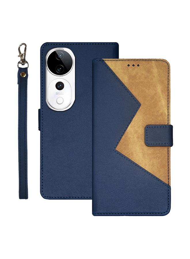 The Bros Case For vivo V40 5G Two-color Splicing Leather Phone Case